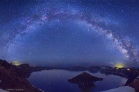 Wally Pacholka Milky Way Over Crater Lake - Wrapped Canvas - Wally Pacholka